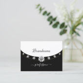 黒エレガント白イニシャルサイフェイクストン 名刺 (スタンド正面)