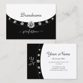 黒エレガント白イニシャルサイフェイクストン 名刺