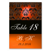 黒エレガント白オレンジイエローダマスクモノグラム テーブルナンバー (裏面)