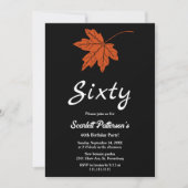 黒エレガント白オレンジ秋60誕生日 招待状 (正面)