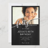 黒エレガント白カスタム写真第40位 招待状 (正面)