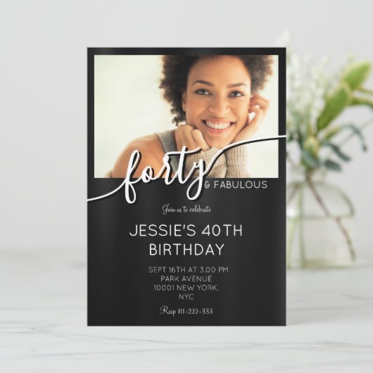 黒エレガント白カスタム写真第40位 招待状 (スタンド正面)