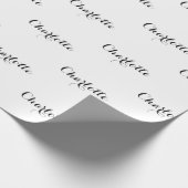 黒エレガント白カスタム書名かわいい ラッピングペーパー (角)