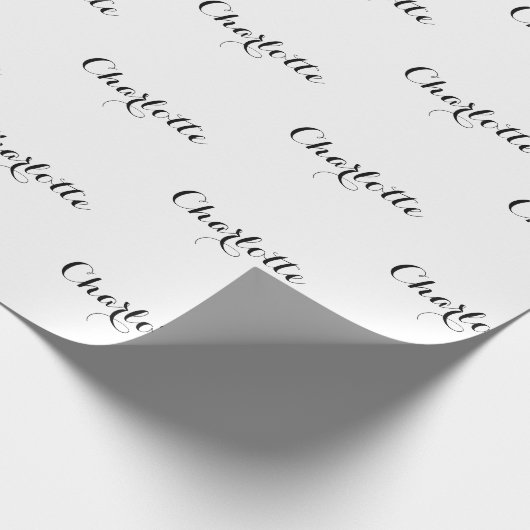 黒エレガント白カスタム書名かわいい ラッピングペーパー (角)