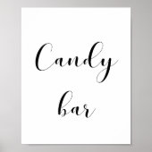 黒エレガント白キャンディバー結婚のサイン ポスター (正面)