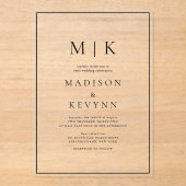 黒エレガント白クラシック結婚 アクリル招待状 (正面)