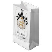 黒エレガント白クリスマスボーブル スモールペーパーバッグ (正面アングル)