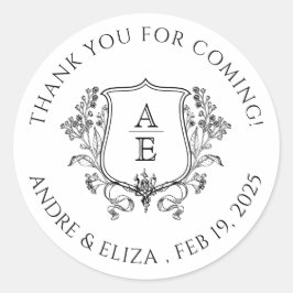 黒エレガント白クレストモノグラムありがとうC ラウンドシール