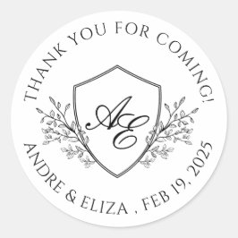 黒エレガント白クレストモノグラム ラウンドシール