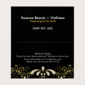 黒エレガント白グリッターフローラスワールレース 名刺 (内部フラット)