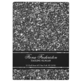 黒エレガント白グリッター クリップボード (裏面)