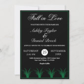 黒エレガント白グリーングラス秋の結婚式 招待状 (正面)