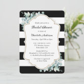 黒エレガント白グリーンブライダルシャワー 招待状 (スタンド正面)