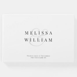 黒エレガント白グレーアンパサンド結婚ズ ゲストブック