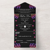 黒エレガント白グロ葉イ秋の結婚式 オールインワン招待状 (内側)