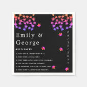 黒エレガント白グロ葉イ秋の結婚式 スタンダードカクテルナプキン (正面)