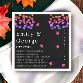 黒エレガント白グロ葉イ秋の結婚式 スタンダードカクテルナプキン