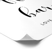 黒エレガント白コーヒーバー結婚徴候 ポスター (角)