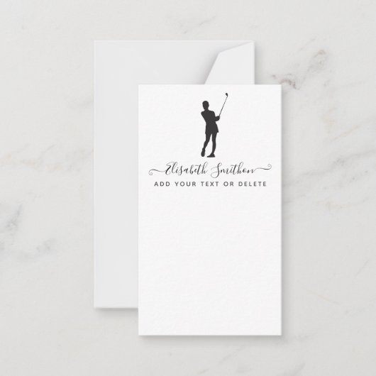 黒エレガント白ゴルフ用文房具 ノートカード (正面)