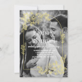 黒エレガント白ゴールデンカスタムフォト結婚ズ 招待状 (正面)