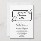 黒エレガント白シックスタイリッシュブライダルシャワー 招待状 (正面)