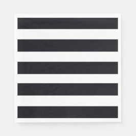 黒エレガント白シックストライプの紙 スタンダードランチョンナプキン
