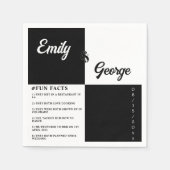 黒エレガント白シックモダンシンプル結婚ズ スタンダードカクテルナプキン (正面)