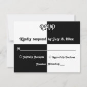 黒エレガント白シックモダンシンプル結婚ズ 出欠カード (正面)