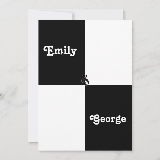 黒エレガント白シックモダンシンプル結婚ズ 招待状 (裏面)