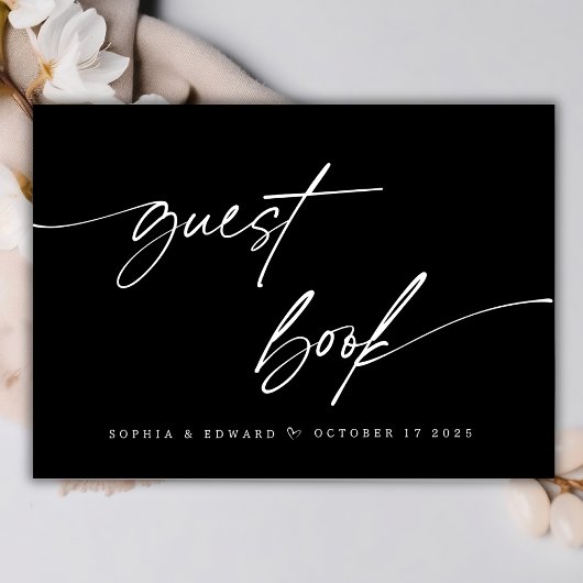黒エレガント白シック書結婚道 ゲストブック