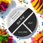 黒エレガント白シック40モダン歳の誕生日 ペーパープレート
