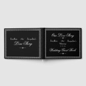 黒エレガント白シッパーソナライズされたク結婚ス ゲストブック (全面)