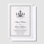 黒エレガント白シャンデリア旧マネー結婚ズ ベラム紙招待状 (オフセット)