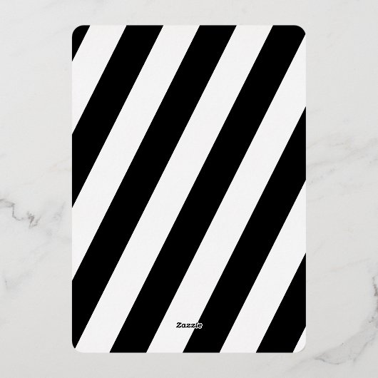 黒エレガント白シルバストライプのー結婚ズ 箔招待状 (裏面)