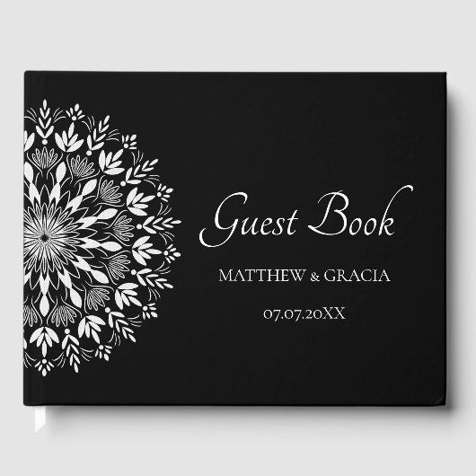黒エレガント白シンプルクラシック ゲストブック (正面)
