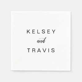 黒エレガント白シンプルモダン結婚の スタンダードカクテルナプキン