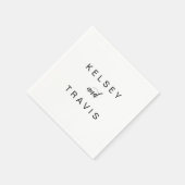 黒エレガント白シンプルモダン結婚の スタンダードカクテルナプキン (角)