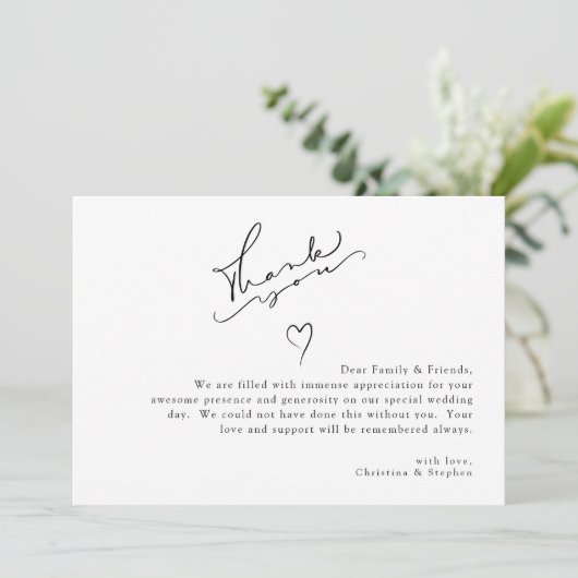 黒エレガント白シンプル結婚 サンキューカード (スタンド正面)