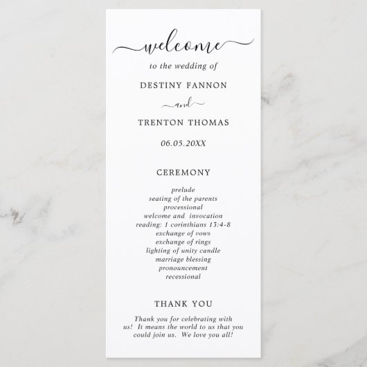 黒エレガント白シンプル結婚 プログラム (正面)