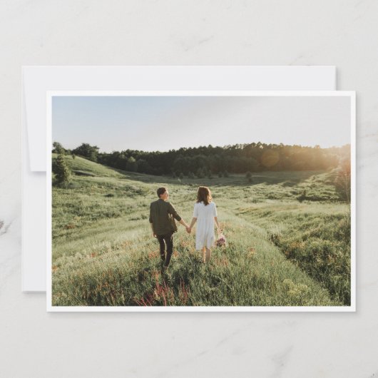 黒エレガント白スクリプト2写真の保存日付 招待状 (裏面)