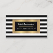 黒エレガント白ストライプの 名刺 (正面)