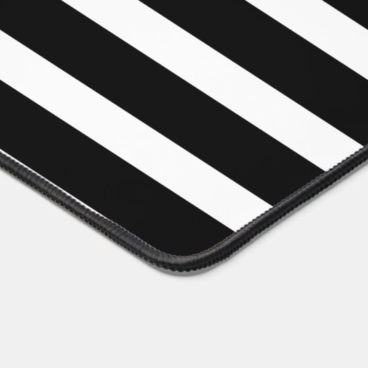 黒エレガント白ストライプパーソナライズされた デスクマット (コーナー)