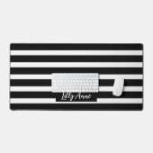 黒エレガント白ストライプパーソナライズされた デスクマット (キーボード&マウス)