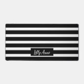 黒エレガント白ストライプパーソナライズされた デスクマット (正面)