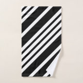 黒エレガント白ストライプモノグラムの バスタオルセット (ハンドタオル)