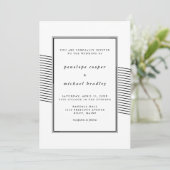 黒エレガント白ストライプ結婚の 招待状 (スタンド正面)