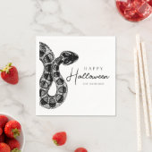 黒エレガント白スネークハロウィーン スタンダードカクテルナプキン (インサイチュ)