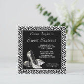 黒エレガント白ゼブラスウィート16パーティー 招待状 (スタンド正面)