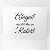 黒エレガント白タイポグラフィフォト結婚ズ 三つ折り招待状 (内部最初)