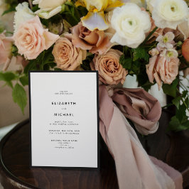 黒エレガント白タイポグラフィ結婚ズ 招待状